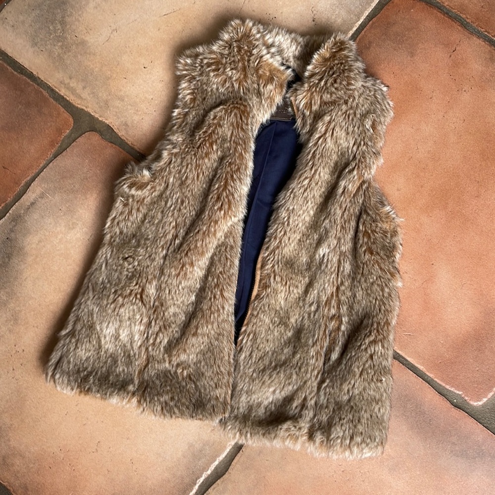 Zara Girls Faux Fur Vest in Brown